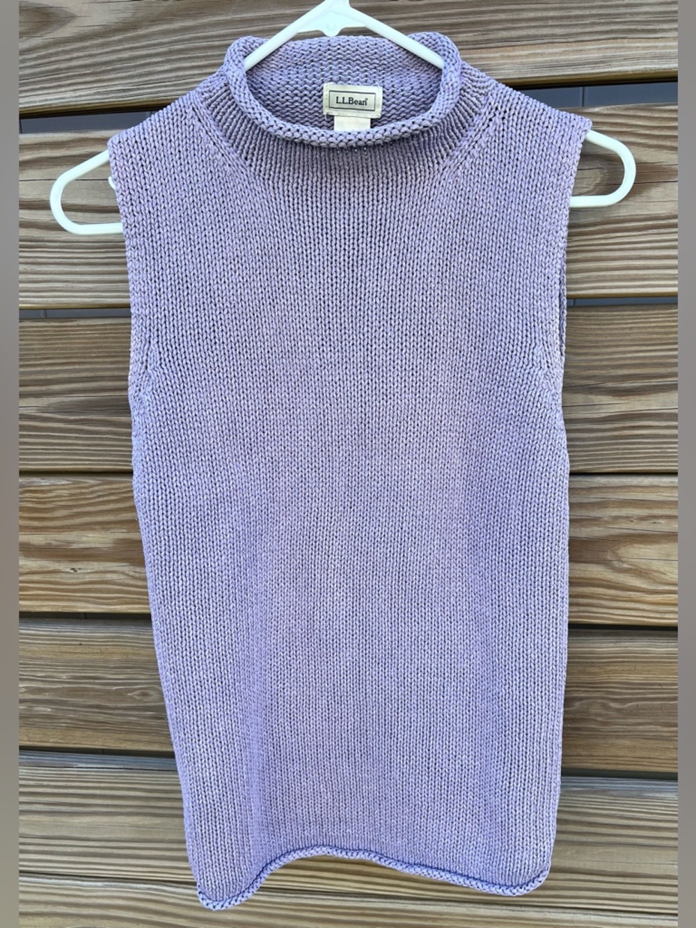 L.L. Bean Sleeveless Lavender Women’s Mock Neck Cotton Silk Sweater Size Small